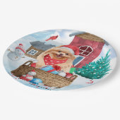 Pommerse hond op sneeuwkerstmis papieren bordje (Gekanteld)