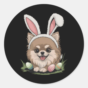 Pommerse hond Paashaas Ronde Sticker