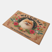 Pommerse hond paradijs, gepersonaliseerde naam wel deurmat (Schuin)