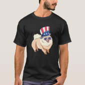 Pommerse Hond Patriottische Pom Hond Amerikaanse v T-shirt (Voorkant)