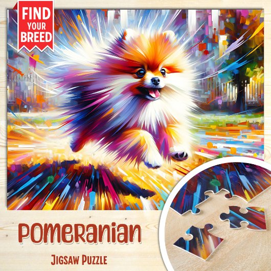 Pommerse Hond Portret Acryl Art Print Hond Legpuzzel