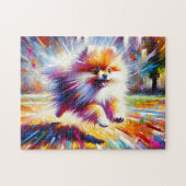 Pommerse Hond Portret Acryl Art Print Hond Legpuzzel (Horizontaal)