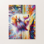 Pommerse Hond Portret Acryl Art Print Hond Legpuzzel (Verticaal)