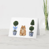 Pommerse hond Puppy Topiary Waterverf Kaart (Voorkant)
