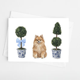 Pommerse hond Puppy Topiary Waterverf Kaart