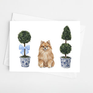 Pommerse hond Puppy Topiary Waterverf Kaart