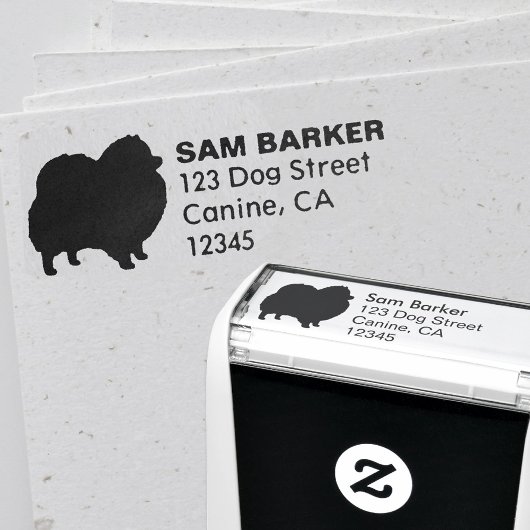 Pommerse hond silhouet retour adres  zelfinktende stempel