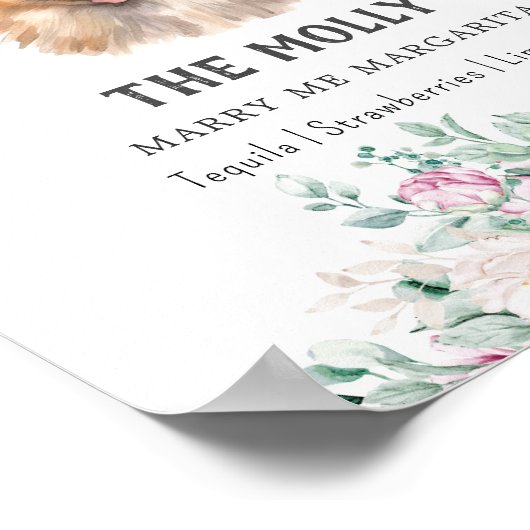 Pommerse Hond Trouwhandtekening Drink Teken Poster (Hoek)