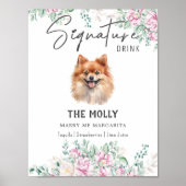 Pommerse Hond Trouwhandtekening Drink Teken Poster (Voorkant)
