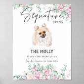 Pommerse Hond Trouwhandtekening Drink Teken Poster (Voorkant)