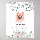 Pommerse Hond Trouwhandtekening Drink Teken Poster (Voorkant)
