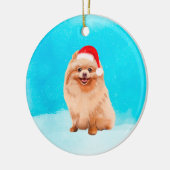 Pommerse Hond Zittend In Sneeuw Kerst Pet Keramisch Ornament (Links)