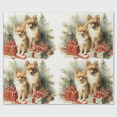 Pommerse Honden Kerstboom en Cadeaus Cadeaupapier (Vlak)