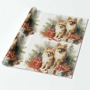Pommerse Honden Kerstboom en Cadeaus Cadeaupapier