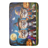 Pommerse Honden Pompoen Halloween Grappig Badmat (Voorkant Verticaal)