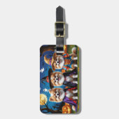 Pommerse Honden Pompoen Halloween Grappig Bagagelabel (Voorkant verticaal)
