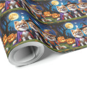 Pommerse Honden Pompoen Halloween Grappig Cadeaupapier (Rol Hoek)