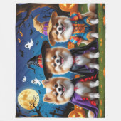 Pommerse Honden Pompoen Halloween Grappig Fleece Deken (Voorkant)