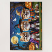 Pommerse Honden Pompoen Halloween Grappig Legpuzzel (Verticaal)