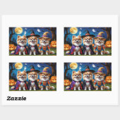 Pommerse Honden Pompoen Halloween Grappig Rechthoekige Sticker (Vel)