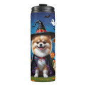 Pommerse Honden Pompoen Halloween Grappig Thermosbeker (Voorkant)