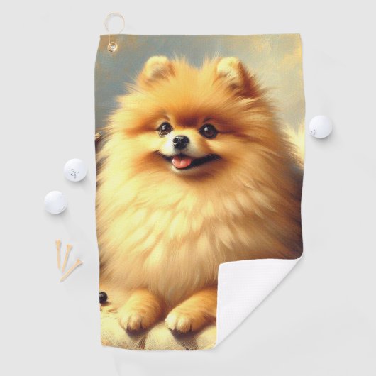 Pommerse hondenschildering Golfhanddoek (Insitu)