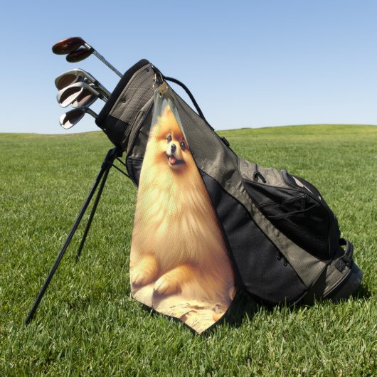  Pommerse hondenschildering Golfhanddoek (Groen)