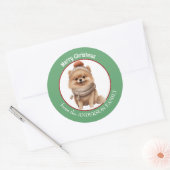 Pommerse Hondenwintersjaal en Pet Kerst Ronde Sticker (Envelop)