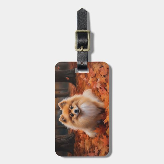 Pommerse in de herfst laat Herfst inspireren Bagagelabel (Voorkant verticaal)