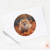 Pommerse in de herfst laat Herfst inspireren Ronde Sticker (Envelop)