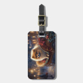 Pommerse Kerst Feestelijk Seizoen Geborsteld Bagagelabel (Voorkant verticaal)