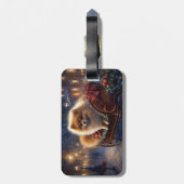 Pommerse Kerst Feestelijk Seizoen Geborsteld Bagagelabel (Achterkant verticaal)