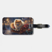 Pommerse Kerst Feestelijk Seizoen Geborsteld Bagagelabel (Achterkant horizontaal)