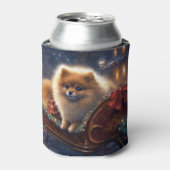 Pommerse Kerst Feestelijk Seizoen Geborsteld Blikjeskoeler (Blikje Voorkant)