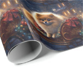 Pommerse Kerst Feestelijk Seizoen Geborsteld Cadeaupapier (Rol Hoek)