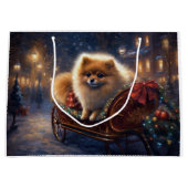 Pommerse Kerst Feestelijk Seizoen Geborsteld Groot Cadeauzakje (Voorkant)