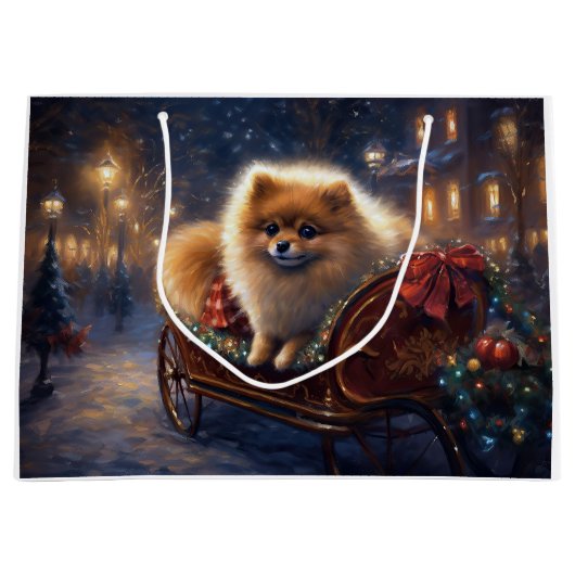 Pommerse Kerst Feestelijk Seizoen Geborsteld Groot Cadeauzakje (Voorkant)