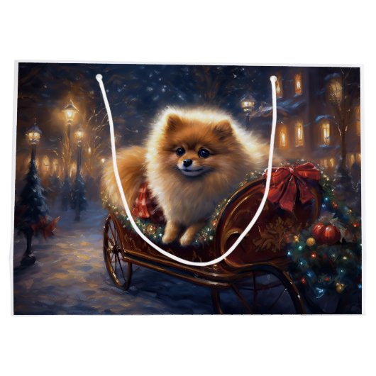 Pommerse Kerst Feestelijk Seizoen Geborsteld Groot Cadeauzakje (Achterkant)