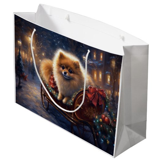 Pommerse Kerst Feestelijk Seizoen Geborsteld Groot Cadeauzakje (Achterkant Gekanteld)