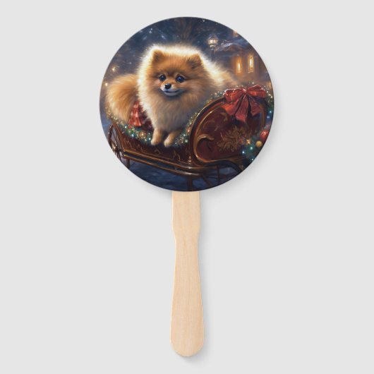 Pommerse Kerst Feestelijk Seizoen Geborsteld Handwaaier (Achterkant)