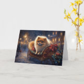 Pommerse Kerst Feestelijk Seizoen Geborsteld Kaart (Gele Bloem)