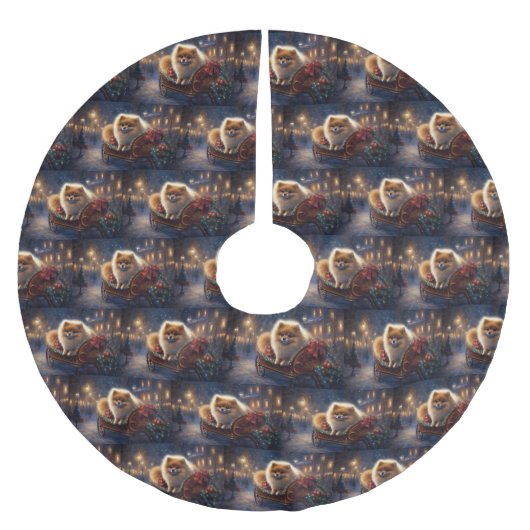 Pommerse Kerst Feestelijk Seizoen Geborsteld Kerstboom Rok (Voorkant)