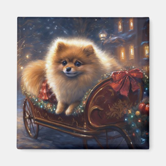 Pommerse Kerst Feestelijk Seizoen Geborsteld Magneet (Voorkant)