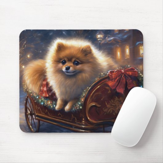 Pommerse Kerst Feestelijk Seizoen Geborsteld Muismat (Met muis)