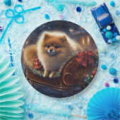 Pommerse Kerst Feestelijk Seizoen Geborsteld Papieren Bordje (Feest)