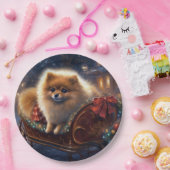 Pommerse Kerst Feestelijk Seizoen Geborsteld Papieren Bordje (Feest)