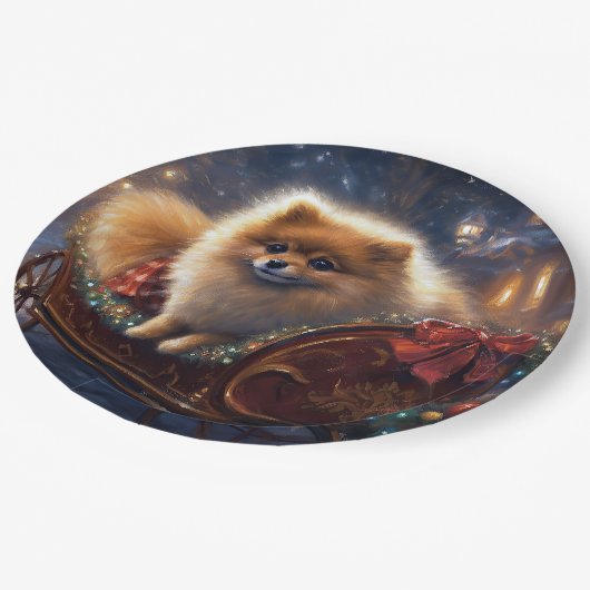 Pommerse Kerst Feestelijk Seizoen Geborsteld Papieren Bordje (Gekanteld)