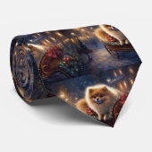 Pommerse Kerst Feestelijk Seizoen Geborsteld Stropdas (Opgerold)