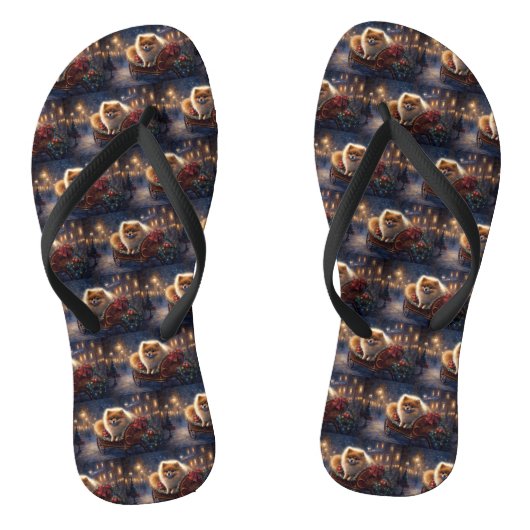 Pommerse Kerst Feestelijk Seizoen Geborsteld Teenslippers (Voetbed)