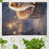 Pommerse Kerst Feestelijk Seizoen Geborsteld Theedoek (Gevouwen)